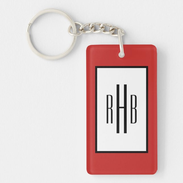 Benutzerdefiniert Foto & Monogramm Schlüsselanhäng Schlüsselanhänger (Vorderseite)