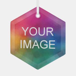 Benutzerdefiniert Foto- oder Logo-Hexagon hochlade Ornament Aus Glas