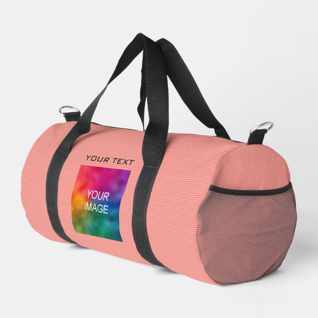 Benutzerdefiniert Hinzufügen von Bild-Text-Peach-F Duffle Bag (Rechte Ecke)