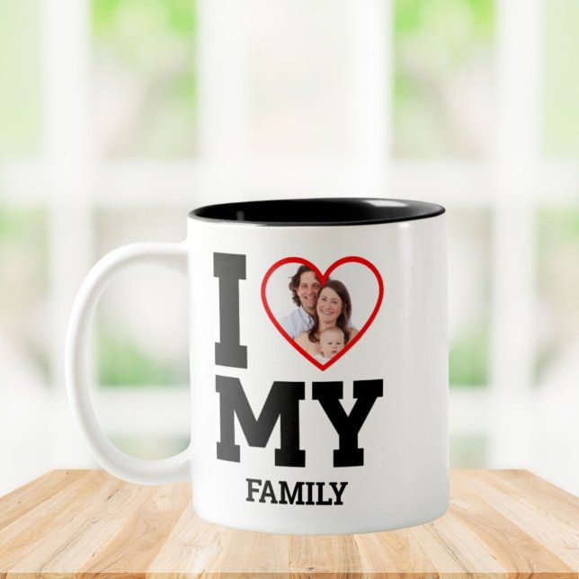 Benutzerdefiniert I Liebe Foto-Text meiner Familie Zweifarbige Tasse (Von Creator hochgeladen)