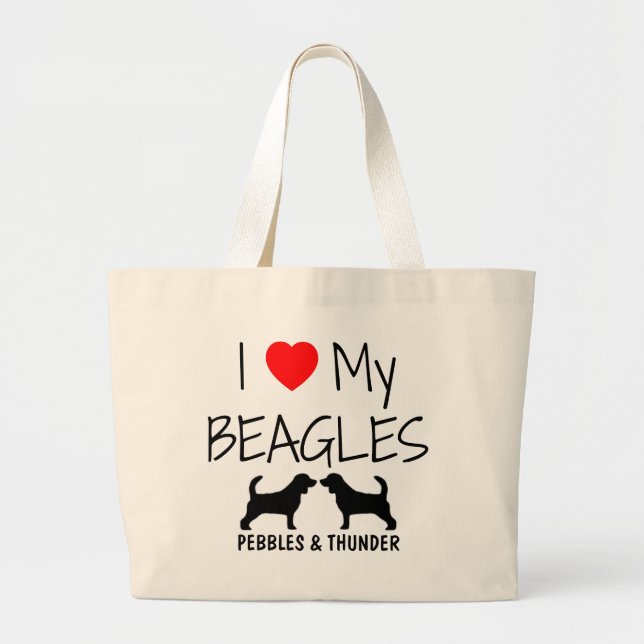 Benutzerdefiniert I Liebe Meine Beagle Jumbo Stoffbeutel (Vorne)