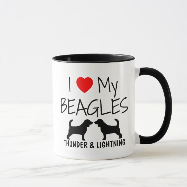 Benutzerdefiniert I Liebe Meine Beagle Tasse (Rechts)