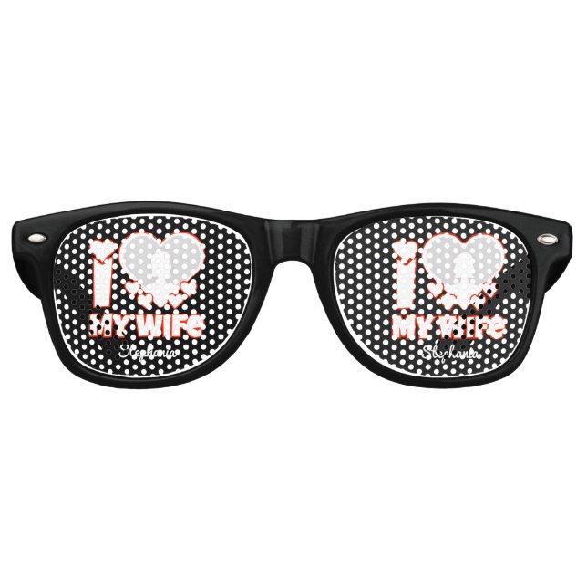 Benutzerdefiniert I Liebe Meine Ehefrau - Name und Partybrille (Vorderseite)