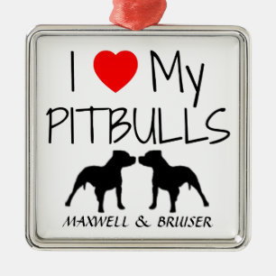 Benutzerdefiniert I Liebe meiner Pitbullen Silbernes Ornament