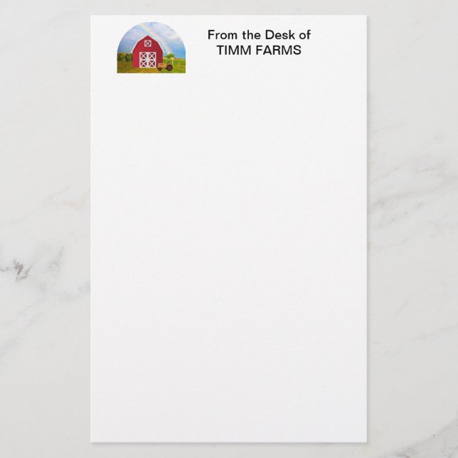 Benutzerdefiniert Ihren Namen Red Barn Blue Sky Briefpapier (Vorderseite)