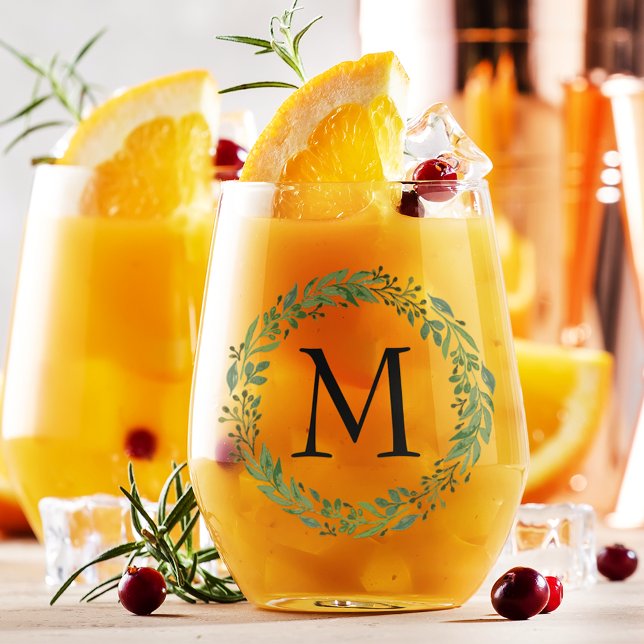 Benutzerdefiniert Klassisches Vintag-Chic-Monogram Weinglas Ohne Stiel (Von Creator hochgeladen)