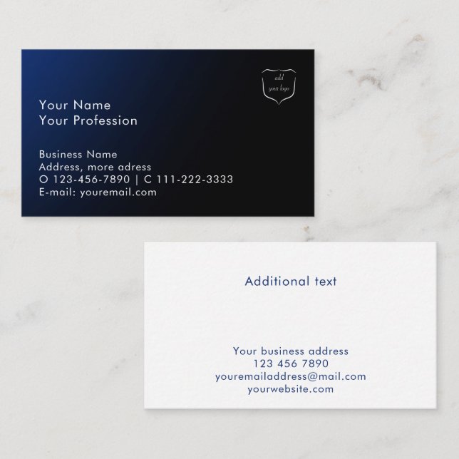 Benutzerdefiniert Logo Blau Gradient Modern Profes Visitenkarte (Vorne/Hinten)