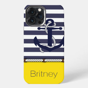 Benutzerdefiniert Lustige Navy Blau Weiße Streifen iPhone 13 Pro Max Hülle