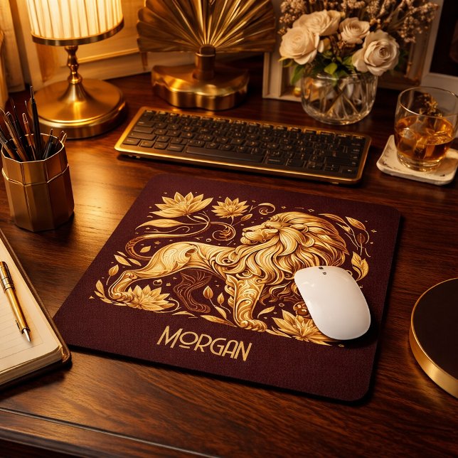 Benutzerdefiniert Majestätischer Goldener Löwe Mousepad (Von Creator hochgeladen)