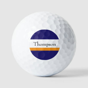 Benutzerdefiniert Marineblau Gold Nachname Golfball