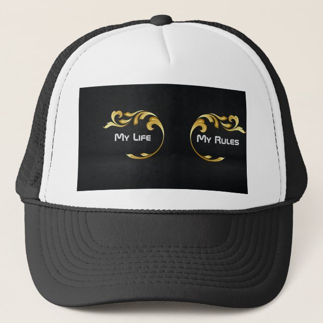 Benutzerdefiniert Mein Leben Meine Regeln Text-Bil Truckerkappe (Vorderseite)