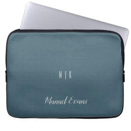 Benutzerdefiniert Minimalistisches Monogramm Blau Laptopschutzhülle