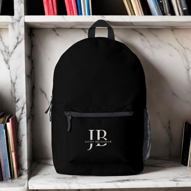 Benutzerdefiniert Modernes elegantes Monogramm und Bedruckter Rucksack (Personalize with your name and monogram initials.)