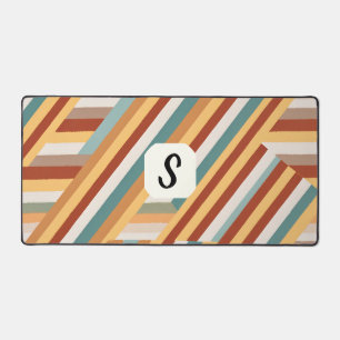 Benutzerdefiniert Monogram Modern Retro 70er Geome Schreibtischunterlage
