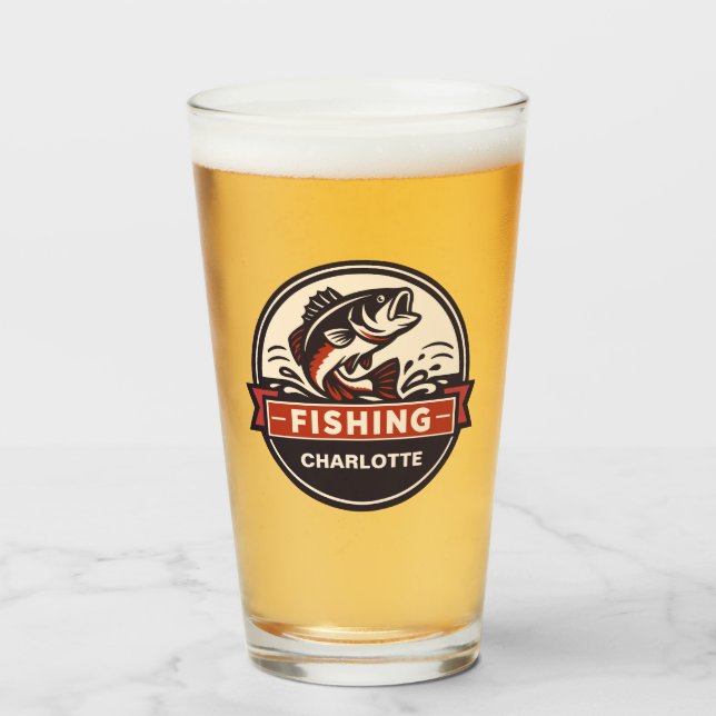 Benutzerdefiniert Name Angeln Glas (Vorne (Gefüllt))