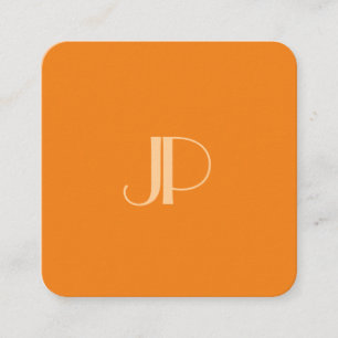 Benutzerdefiniert Orange Modern Elegant Monogram I Quadratische Visitenkarte