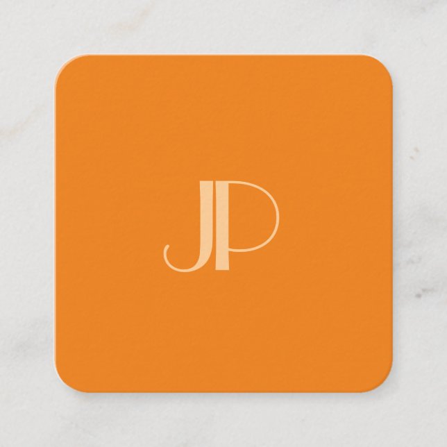 Benutzerdefiniert Orange Modern Elegant Monogram I Quadratische Visitenkarte (Vorderseite)