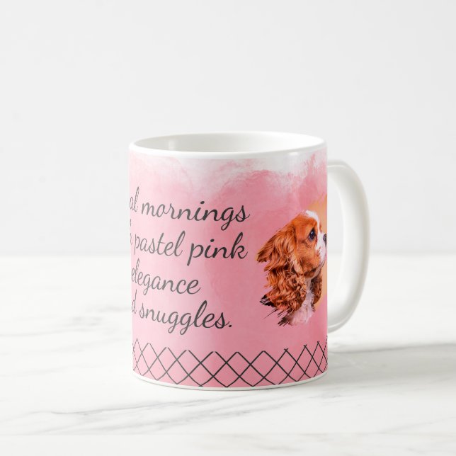 Benutzerdefiniert Pastellrosa Cavalier King Charle Kaffeetasse (VorderseiteRechts)