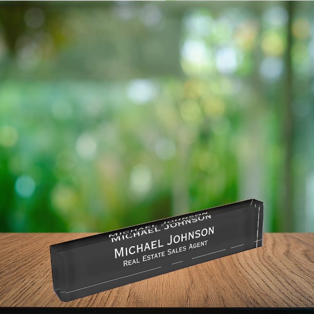 Benutzerdefiniert Personalisiert Beruflich Schwarz Namensplakette (Custom Personalized Professional Black and White Name Plate)