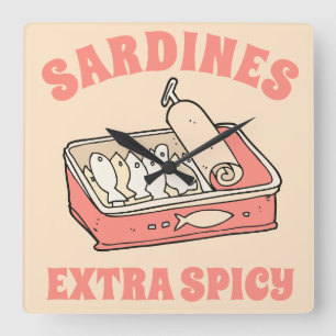 Benutzerdefiniert Portugal Lover Sardines Light Pi Quadratische Wanduhr