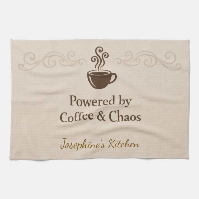 Benutzerdefiniert Powered By Coffee Chaos Tasse El Geschirrtuch (Horizontal)