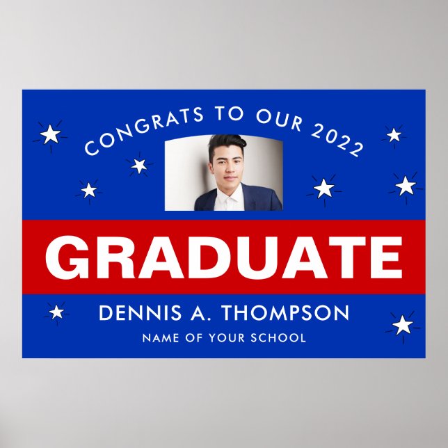 Benutzerdefiniert Red und Blue Abschluss Poster (Vorne)