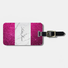 Benutzerdefiniert Rosa Glitzer weißer Marmor Gepäc Gepäckanhänger