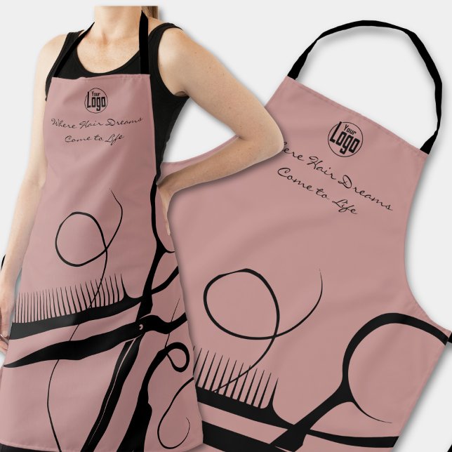 Benutzerdefiniert rosa Schwarzes Logo Motto Haarto Schürze (Custom Pink Black Logo Motto Hair Tools Apron)