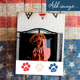 Benutzerdefiniert Rot Weiß Blau Hund Patriotisch 4 Feiertagspostkarte