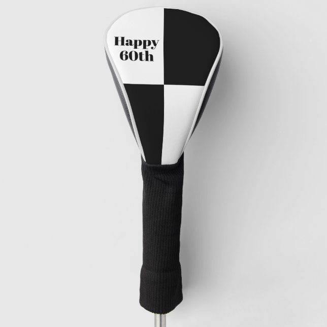 Benutzerdefiniert Schwarz Kariert  Golf Headcover (Vorderseite)