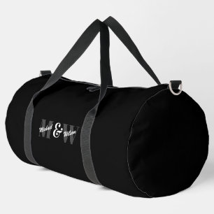 Benutzerdefiniert Schwarz-Weiß-Monogramm Duffle Bag