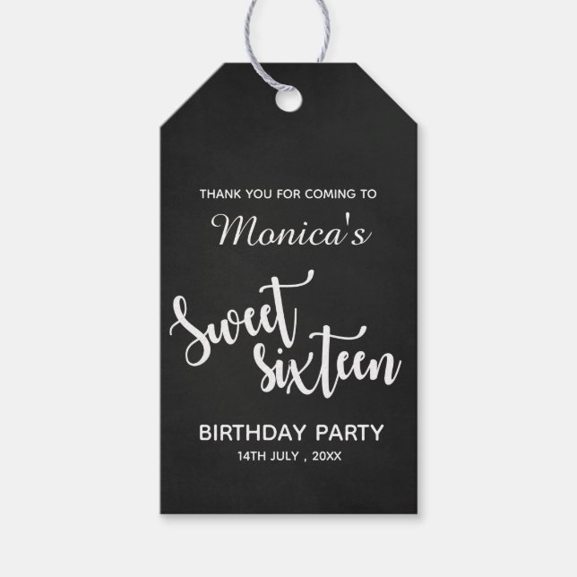Benutzerdefiniert Schwarz-weiß | Süß 16 | Geburtst Geschenkanhänger (Vorderseite)