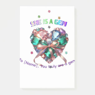 Benutzerdefiniert Sie ist ein Juwel Herz Edelstein Post-it Klebezettel