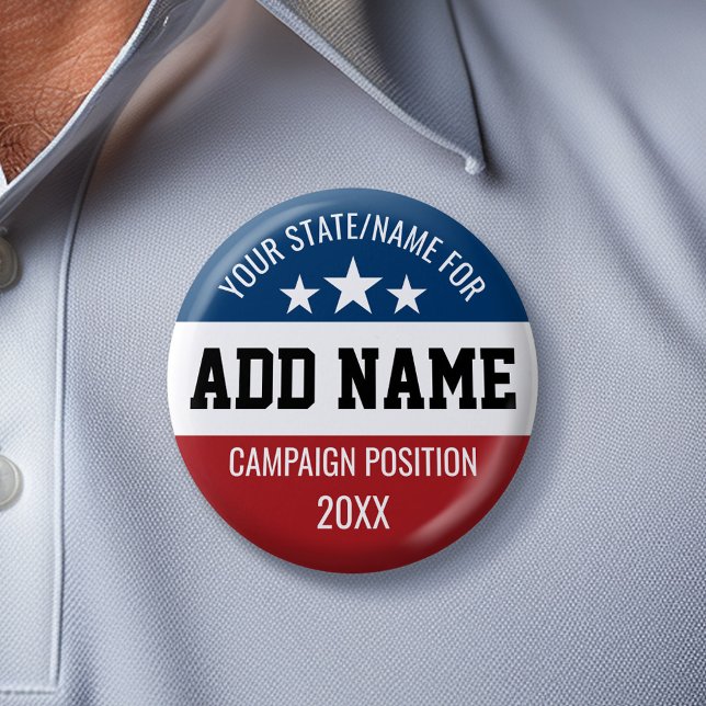 Benutzerdefiniert Staat hinzufügen - Politische Ka Button (Custom Campaign Gear -- Create your own election swag for any candidate)