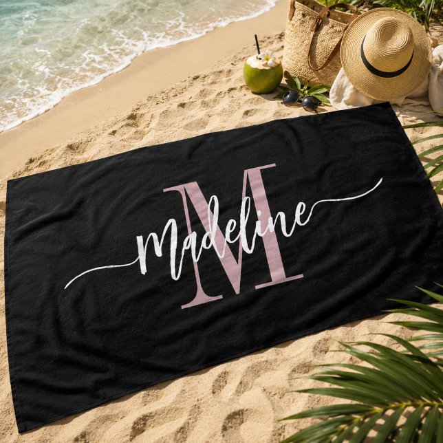 Benutzerdefiniert Stilvolle Monogram Name Script B Strandtuch (Von Creator hochgeladen)