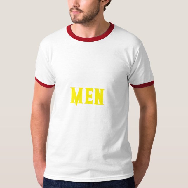 Benutzerdefiniert Text leuchtend Gelb Farbe Männer T-Shirt (Vorderseite)