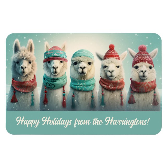 Benutzerdefiniert Text Winter Llamas Magnet (Horizontal)