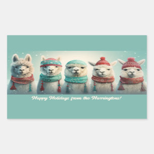 Benutzerdefiniert Text Winter Llamas Rechteckiger Aufkleber