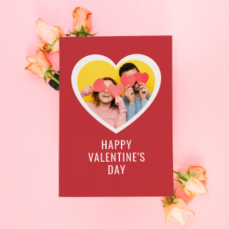 BENUTZERDEFINIERT Valentinstag Elegantes Weißes He Feiertagskarte