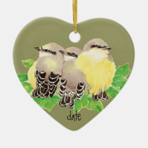 Benutzerdefiniert, Western Kingbird, Cuddling Bird Keramikornament