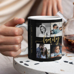 Benutzerdefinierte 10-Foto-Collage Ihr Text Famili Kaffeetasse