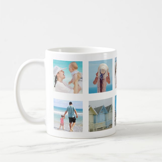 Benutzerdefinierte 10-Foto-Quadrate Collage White Kaffeetasse (Links)