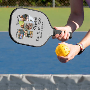 Benutzerdefinierte 10. Hochzeitstag 11 Foto-Collag Pickleball Schläger