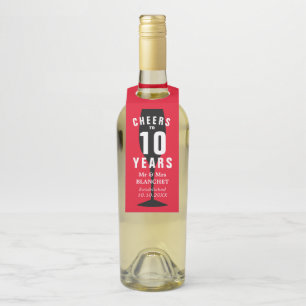 Benutzerdefinierte 10. Hochzeitstag elegante Silho Flaschenanhänger