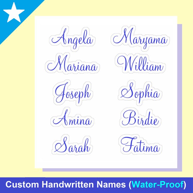 Benutzerdefinierte 10 Vornamen | Calligraphie Stic Aufkleber (Custom Calligraphy Name Stickers - Personalized Vinyl Decals - Elegant Waterproof Labels for Water B)