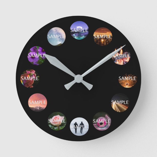 Benutzerdefinierte 12-Foto-Uhr  Runde Wanduhr (Vorderseite)