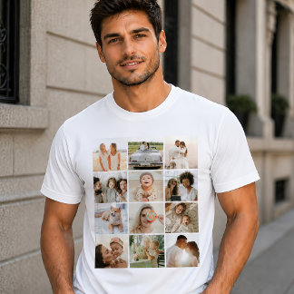 Benutzerdefinierte 12-Fotos-Collage T-Shirt
