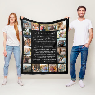 Benutzerdefinierte 18-Foto-Collage Ihr Text Fleecedecke