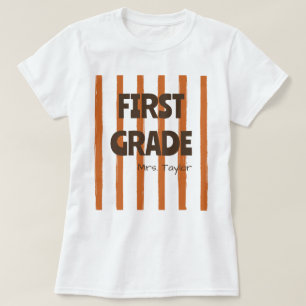 Benutzerdefinierte 1. Klasse Schulstreifen Lehrer T-Shirt