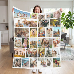 Benutzerdefinierte 28-Foto-Collage Fleecedecke